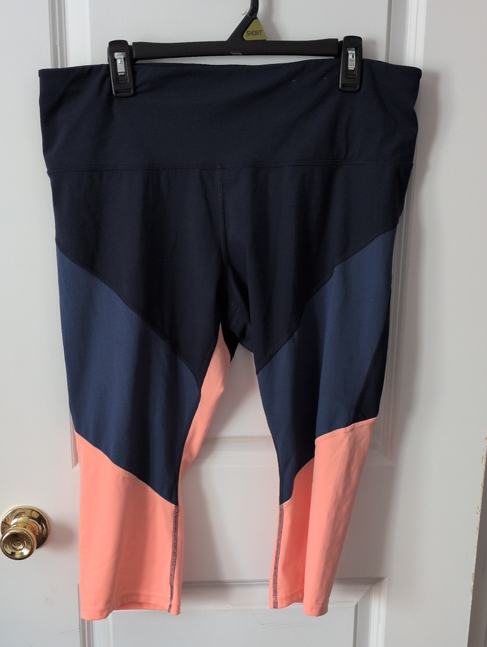 Xersion Navy, Blue & Coral Colorblock Capri Leggings